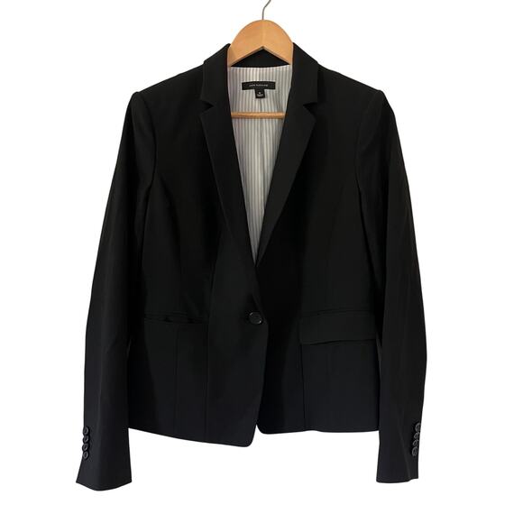 Ann Taylor One Button Blazer Women's Size 6 Black Seamless Stretch - Picture 1 of 4